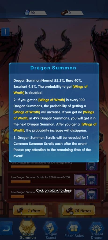 Trial Of Dragon - Dragon Summon Chances