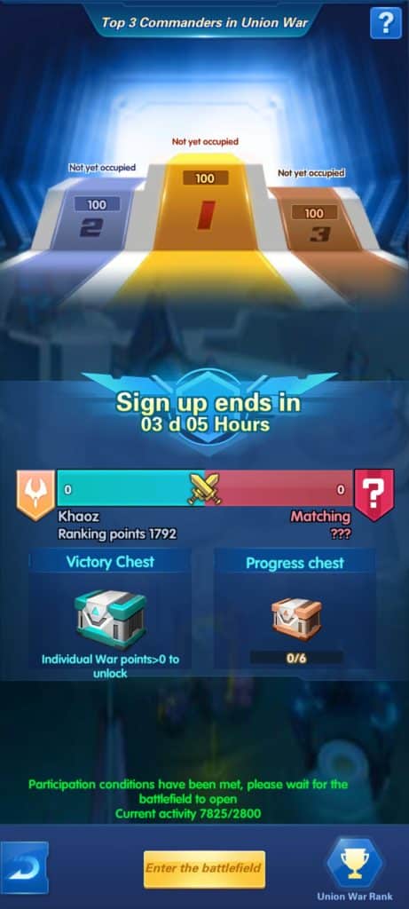 Union - Union War Signup